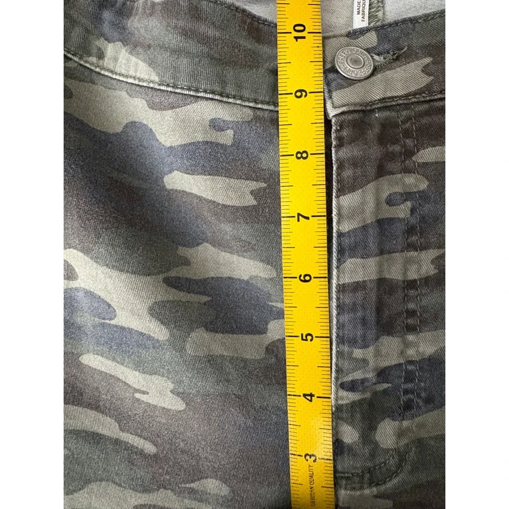 FRE PEOPLE Womens Green Camo High Rise Skinny Jeans Sz 27 Stretch Utility Casual